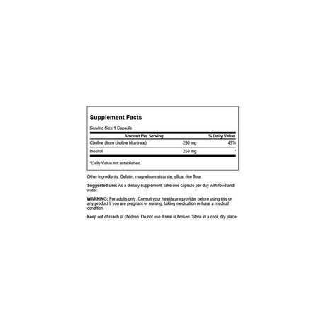Suplementos 250/250 Milligrams 250 de colina e inositol