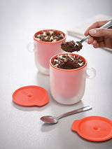 Plato para microondas con tapa, color naranja, Set de tazas