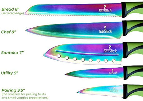 SiliSlick - Juego de 5 cuchillos elegantes, calidad chef,
