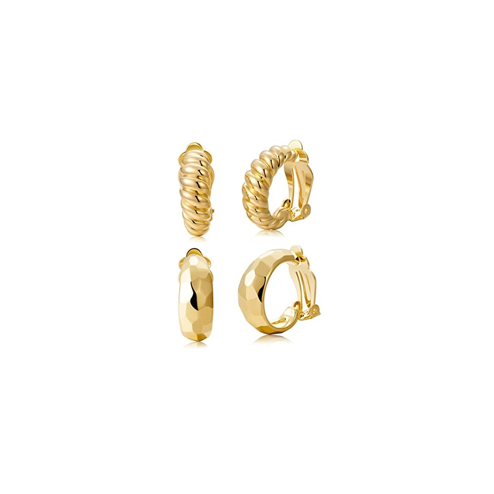 Aretes de aro chapados en oro de 18 quilates para mujeres