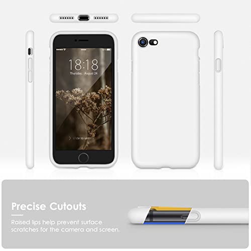 DTTOCASE - Funda para iPhone SE 2022/2020, iPhone 8, iPhone 7, funda de silicona líquida para iPhone SE 8 7 de 4.7 pulgadas, funda protectora colorida suave y sedosa para niñas y mujeres, color blanco