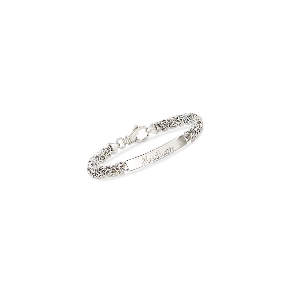 Pulseras de barra bizantina personalizada de plata de ley