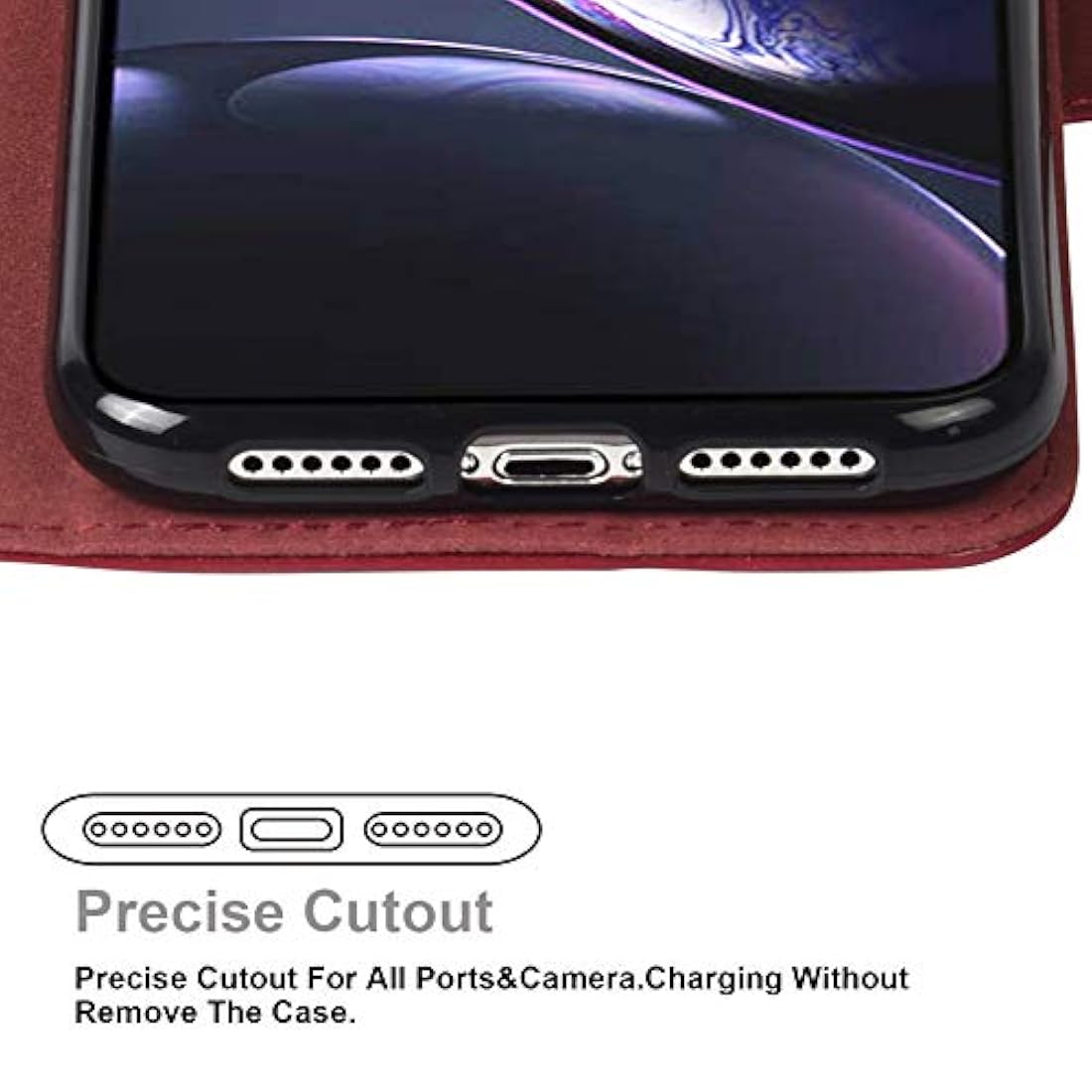 Arae - Funda tipo cartera para iPhone XR de piel sintética