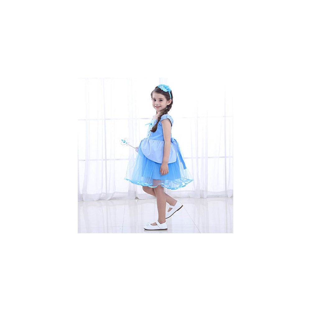 Disfraz de princesa vestido azul para niñas talla 4-5T