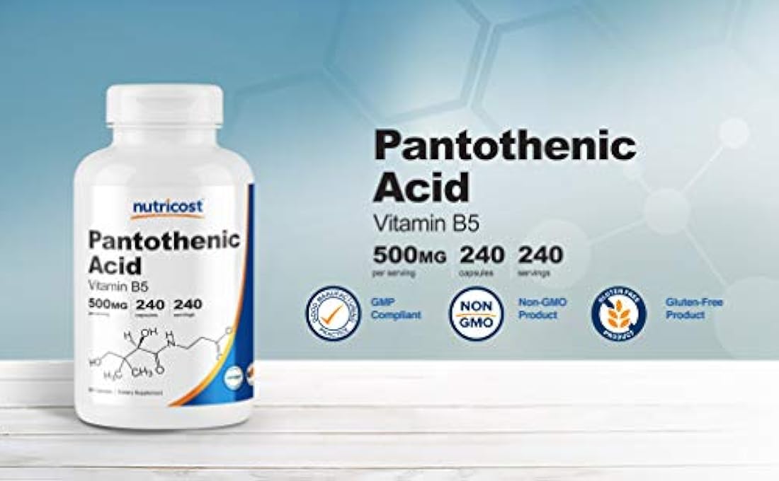 Acido pantoténico (vitamina B5) 500 mg, 240 cápsulas, 1