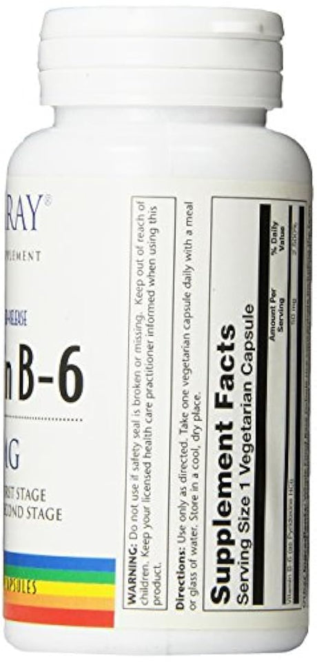 Solaray B-6 tstr Suplemento, 50 mg, 60 Count