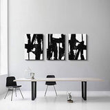 3 Paneles Negro y Blanco Abstracto Lienzo Pintado