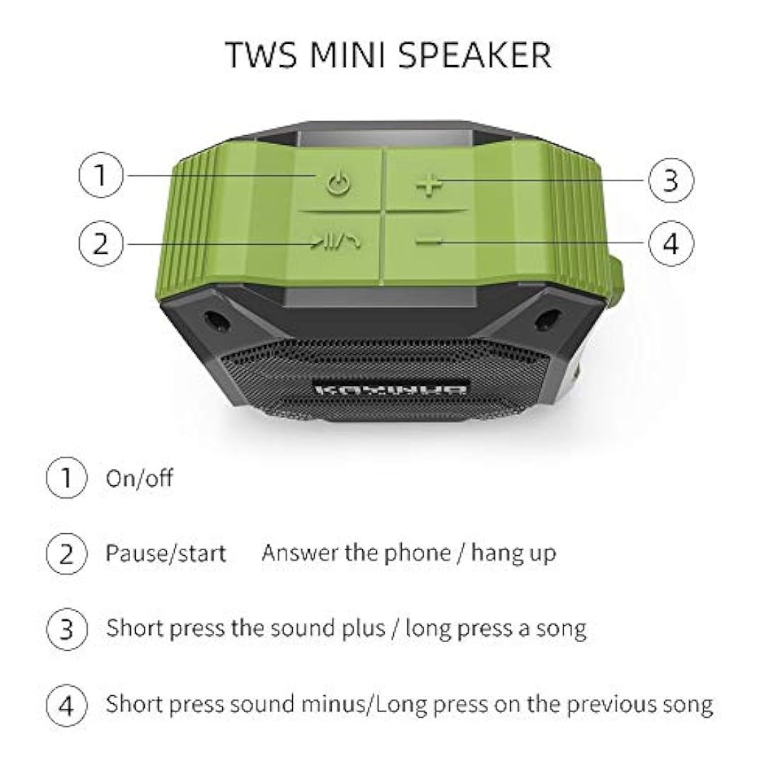 Altavoz Bluetooth a prueba de agua (Verde)