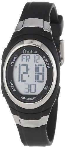 Armitron Sport Unisex 45 / 7034BLK Reloj digital cronógrafo con correa de resina negra acentuada de acero inoxidable
