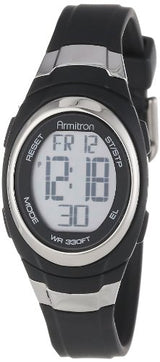 Armitron Sport Unisex 45 / 7034BLK Reloj digital cronógrafo con correa de resina negra acentuada de acero inoxidable