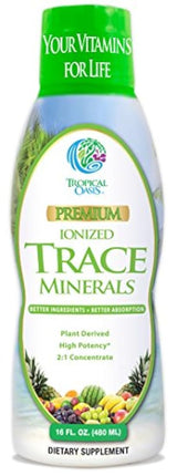Formula líquida premium ionizada basada en planta, de oligominerales, 74 minerales esenciales en forma líquida para hasta 96% absorción, 16 onzas, 32 porciones, de Tropical Oasis