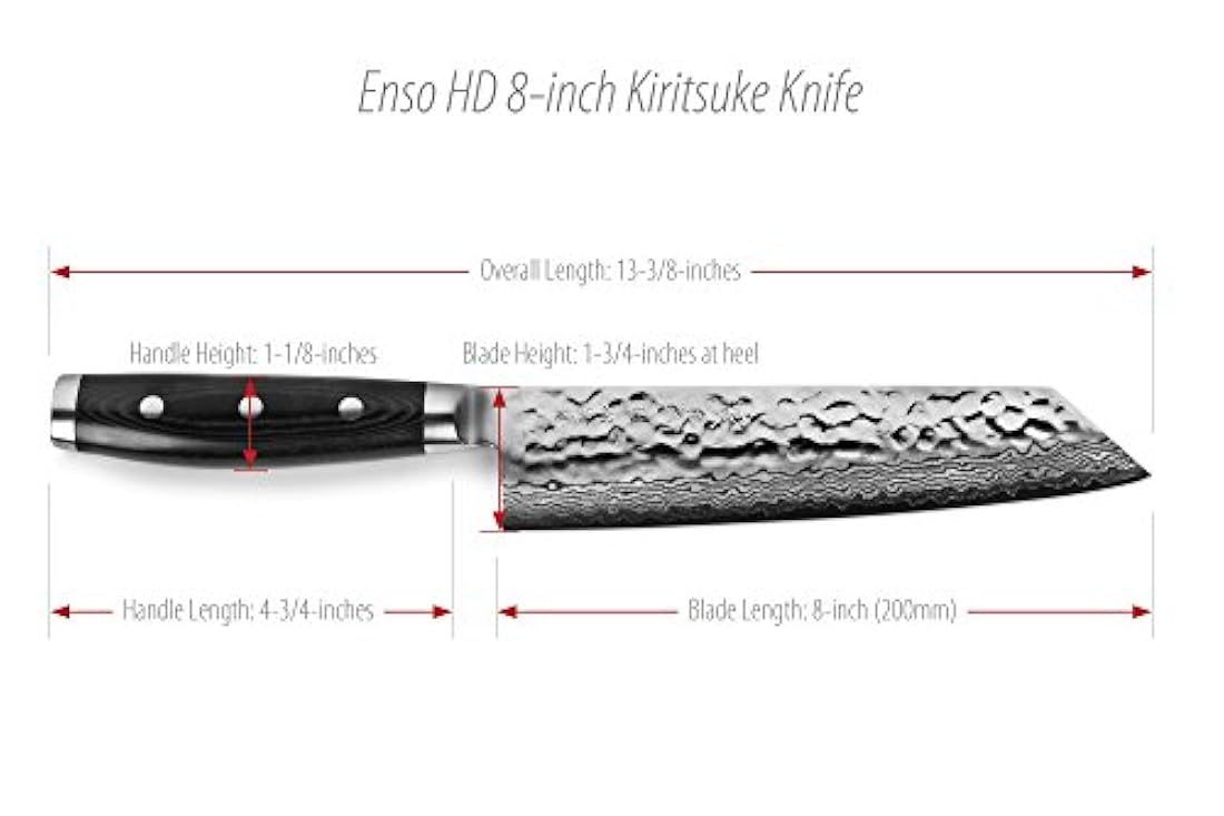 Enso HD martillado Damasco cuchillo de Kiritsuke