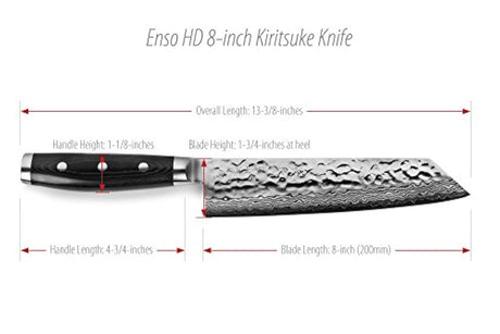 Enso HD martillado Damasco cuchillo de Kiritsuke