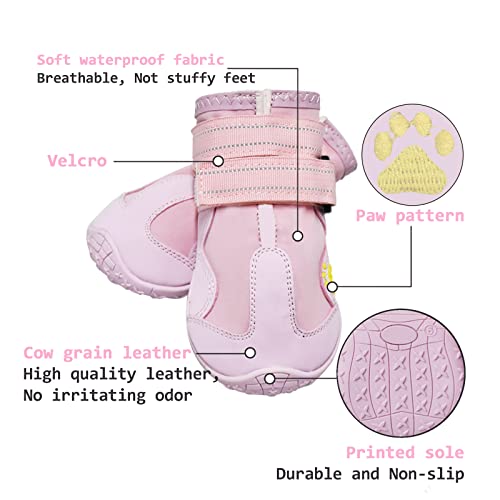 XSY&amp;G - Botas para perro, zapatos impermeables para perros, botines con suela resistente reflectante antideslizante para perro, zapatos para perros de tamaño mediano, 4 piezas