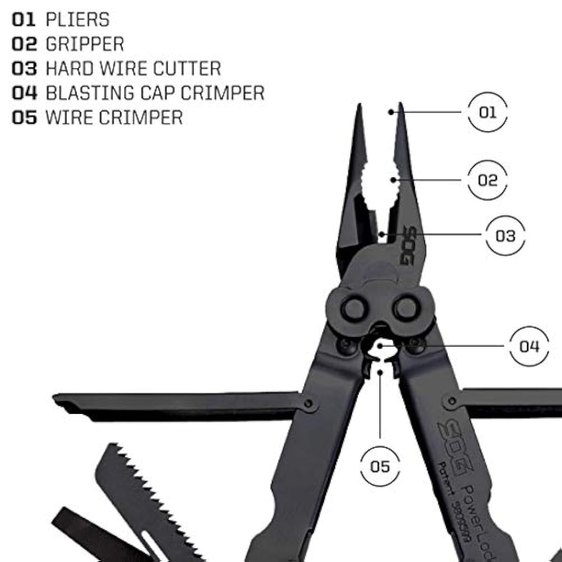 Multiherramienta PowerLock EOD SOG con cúter de seguridad