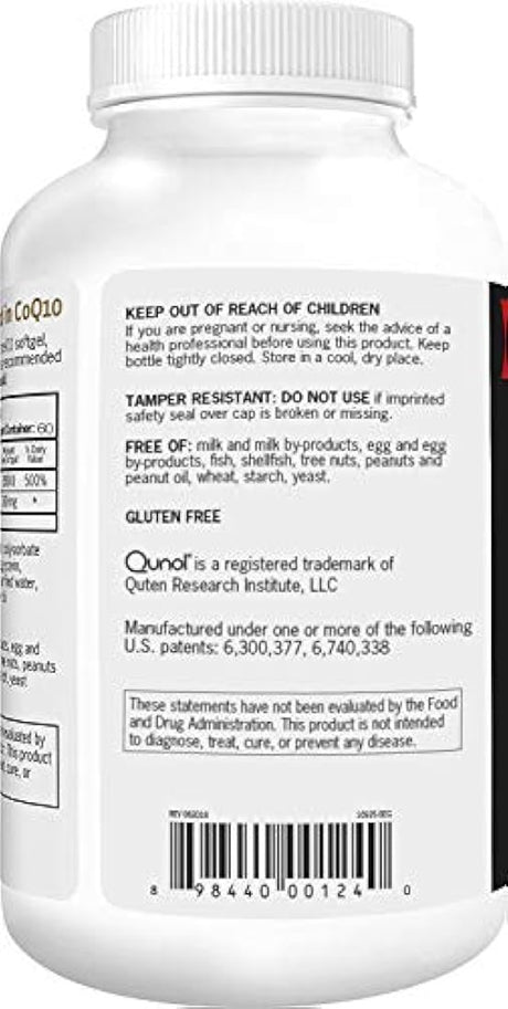 Suplemento Qunol con coenzimas y antioxidantes