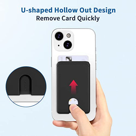 Senose - Soporte para tarjetas de teléfono, silicona para teléfono, soporte para tarjetas de crédito, funda para tarjeta de identificación compatible con iPhone 13/12 Pro Max Samsung Galaxy Smartphone, paquete de 3 (negro)