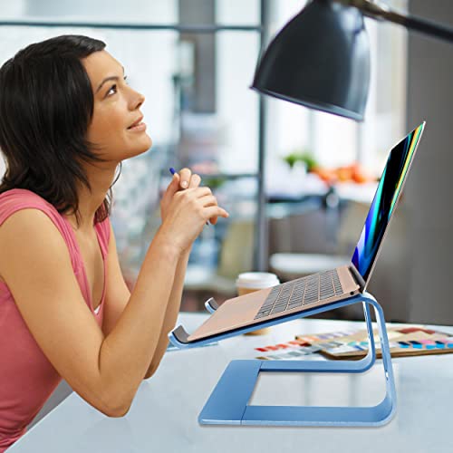 Soporte ergonómico de aluminio para laptop, soporte de computadora portátil, elevador desmontable para laptop, soporte para portátil compatible con MacBook Pro/Air HP Lenovo Samsung, Dell, todos los portátiles de 10 a 17.3 pulgadas (azul cielo)