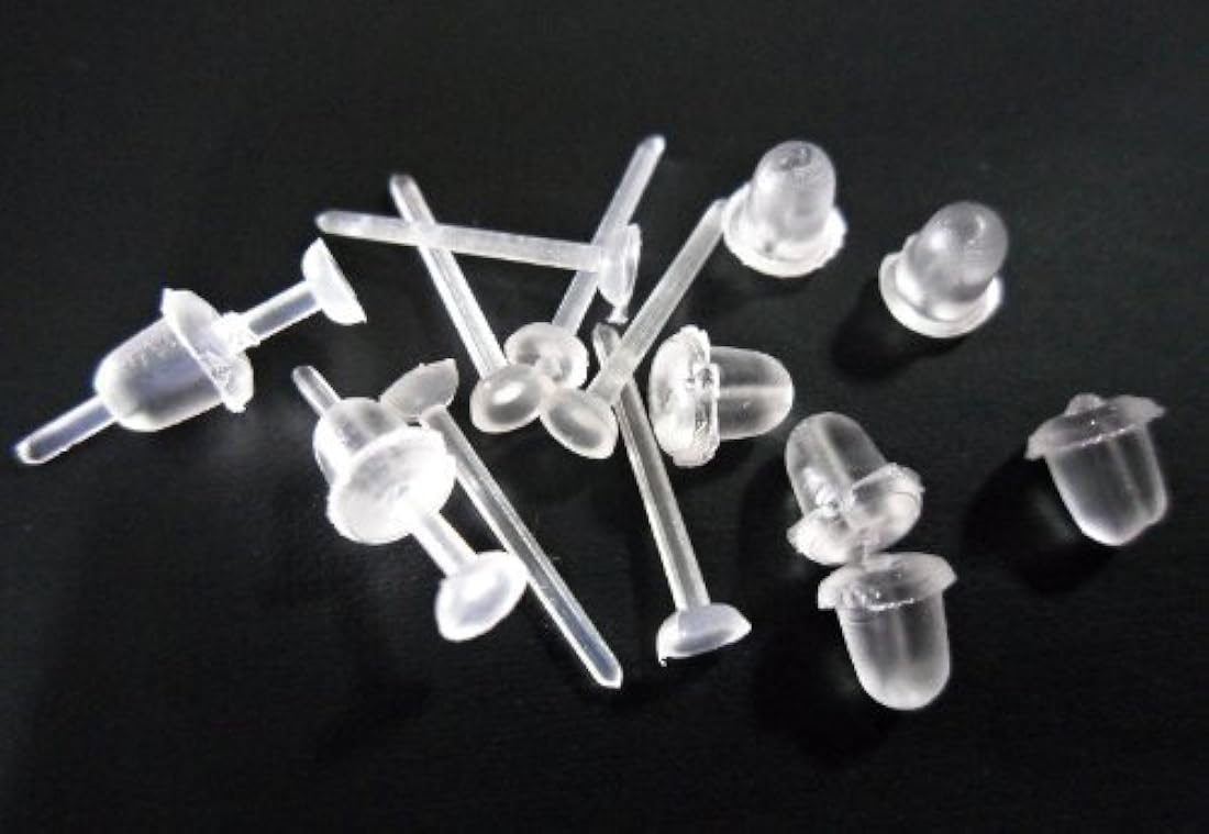 cooplay Pendientes de plástico invisibles de 3 mm en blanco