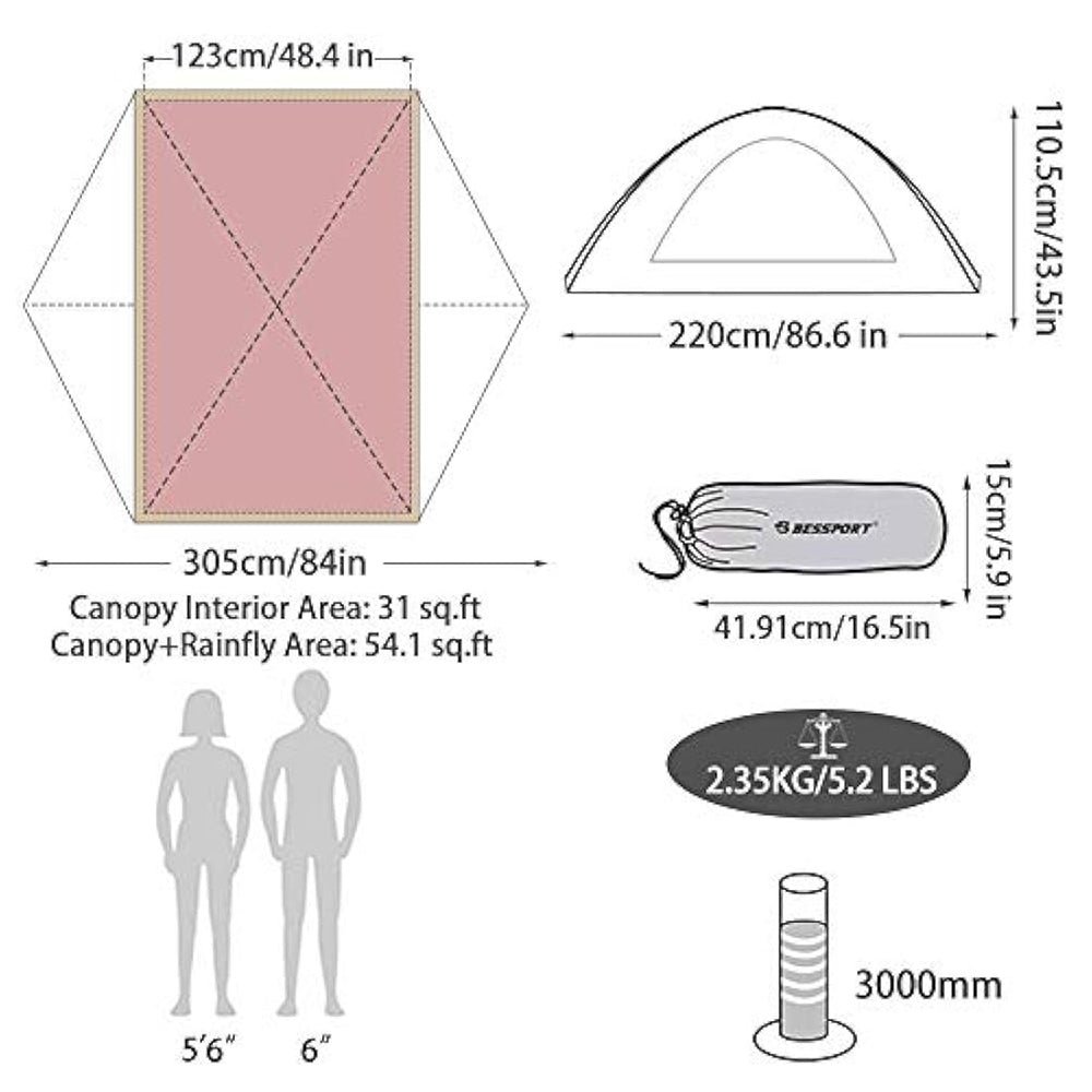 Tienda de campaña de mochila ligera para 2 personas