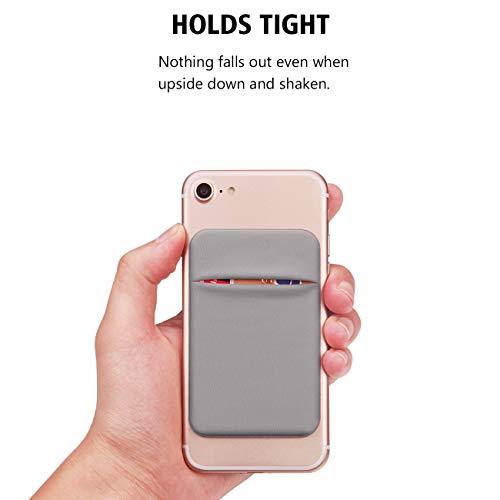 OBVIS Bolsillo para teléfono celular, tarjetero autoadhesivo con adhesivo 3M RFID, tarjetero para tarjeta de crédito ATM, para iPhone Android, 2 unidades, color gris