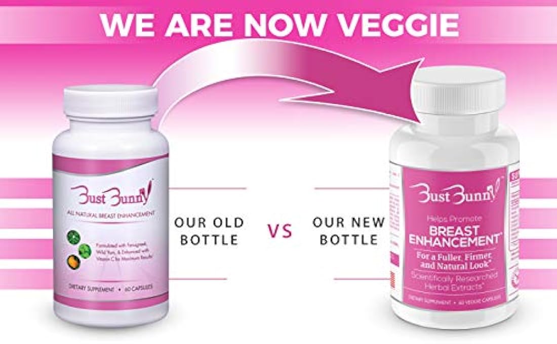 BUST BUNNY - Píldoras para mejorar el seno - Apto para veganos - 6 meses | 1 forma natural para agrandar el pecho y aumentar el tamaño del pecho