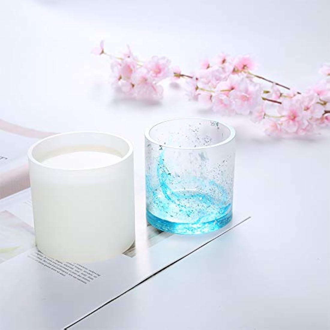 Molde para plantas de resina con cilindro grande, diámetro interno de 2.8 in, profundidad interna de 2.8 in, moldes de silicona con cilindro, moldes para macetas de flores, moldes para macetas, moldes para bolígrafos