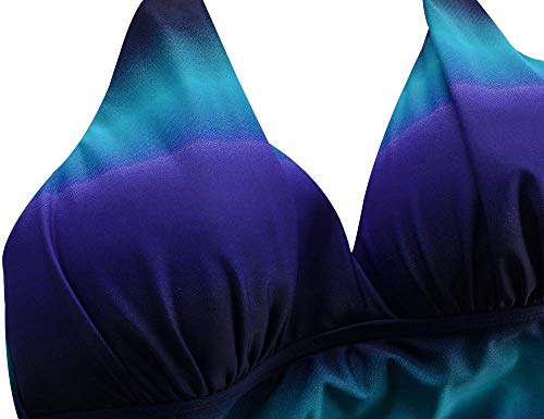 Hilor Traje de baño tankini para mujer con cuello en V