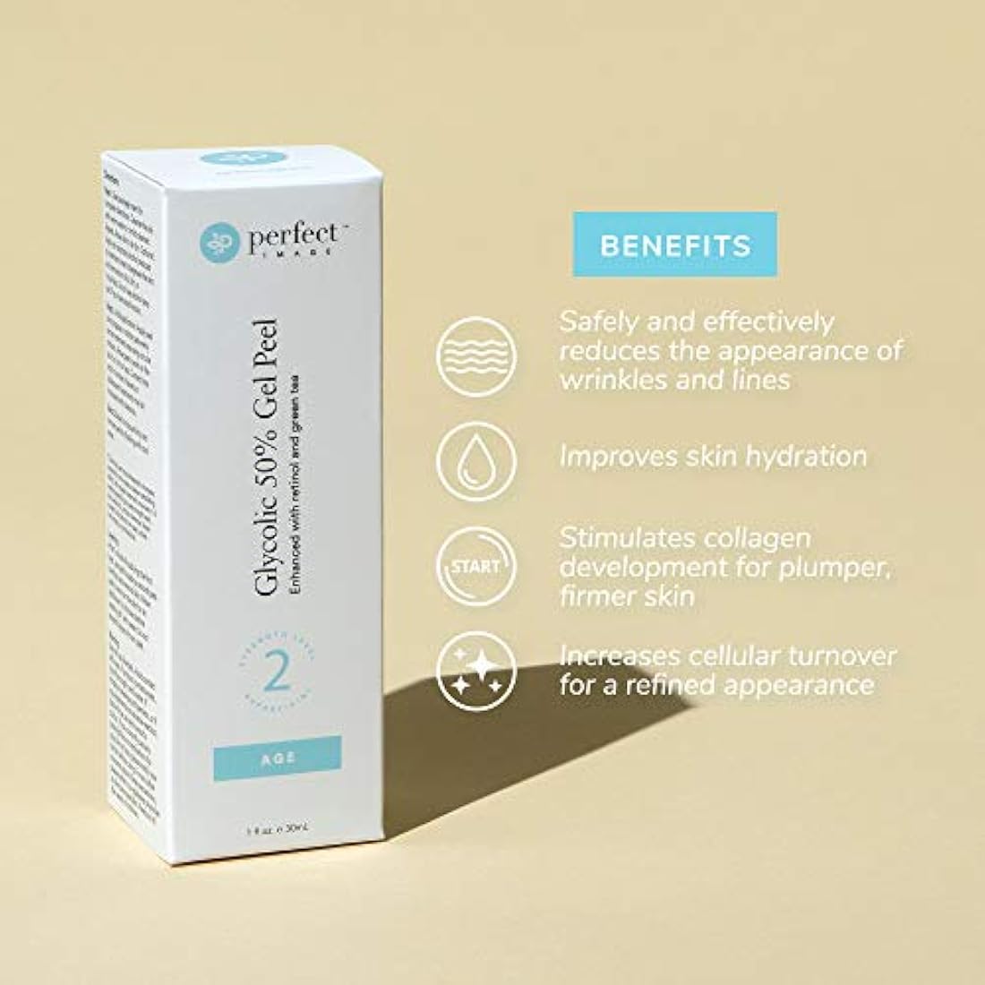 Gel peel, Ácido Glicólico 50 %, mejorado con retinol y extracto de té verde (tratamiento profesional de la piel), 1 oz