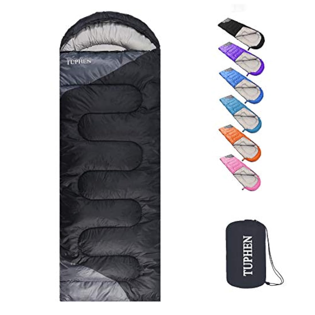 Bolsa de dormir para camping impermeable/Negro y gris.TUPHEN