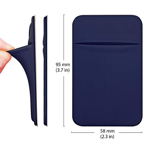 OBVIS Bolsillo para teléfono celular, tarjetero autoadhesivo con adhesivo 3M RFID, tarjetero para tarjeta de crédito ATM, para iPhone Android, 2 unidades, color azul