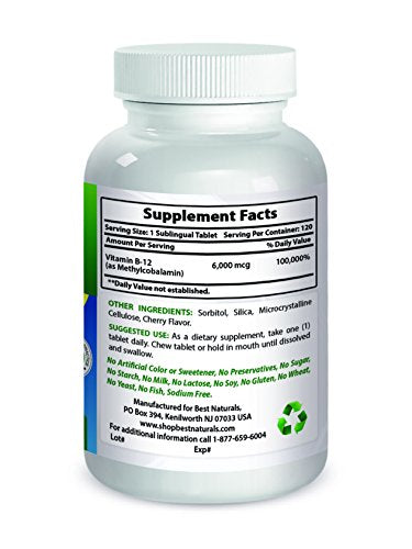 Best Naturals Vitamina B12 6000 mcg 120 tabletas