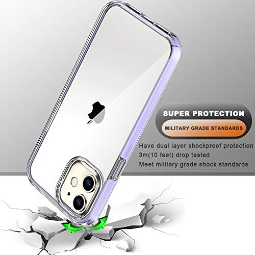 COOLQO - Funda transparente de silicona de cuerpo completo 360º a prueba de golpes, compatible con iPhone 12 / iPhone 12 Pro de 6.1 pulgadas [con 2 protectores de pantalla de vidrio templado], morado
