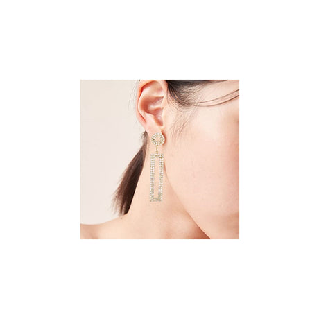 Aretes largos con diamantes de imitación para mujeres