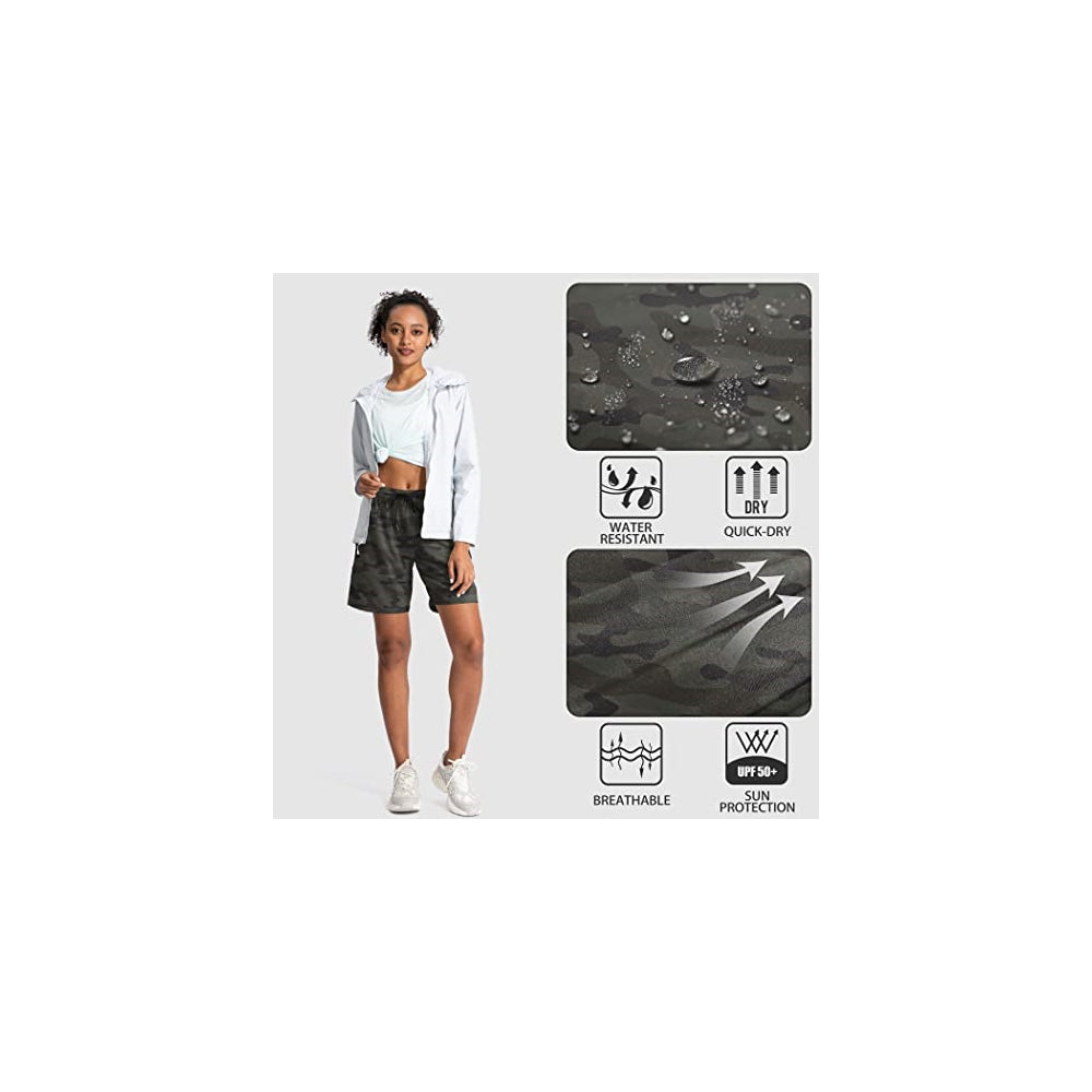 Shorts cortos de senderismo para mujer talla 3XL verde