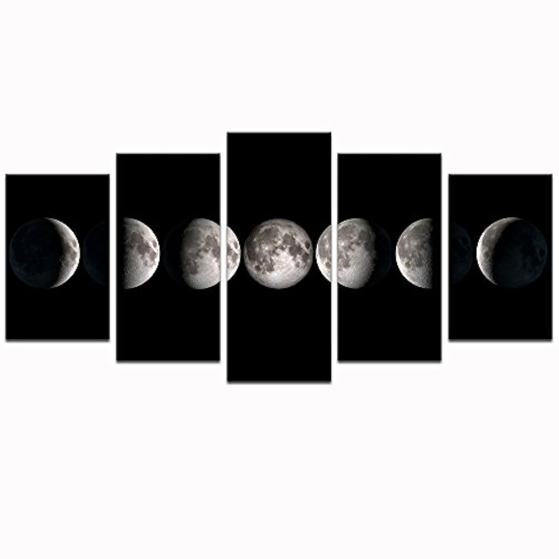 Mar encanto – Giclée moderno lona Prints estirada arte fases de la luna blanco y negro fotos a foto pinturas sobre lona arte de la pared para el hogar oficina decoración 16x48