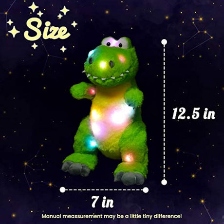 Peluche de dinosaurio color verde con luces LED. Hopearl