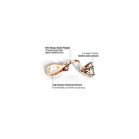 Aretes de clip chapados en oro rosa de 14 quilates