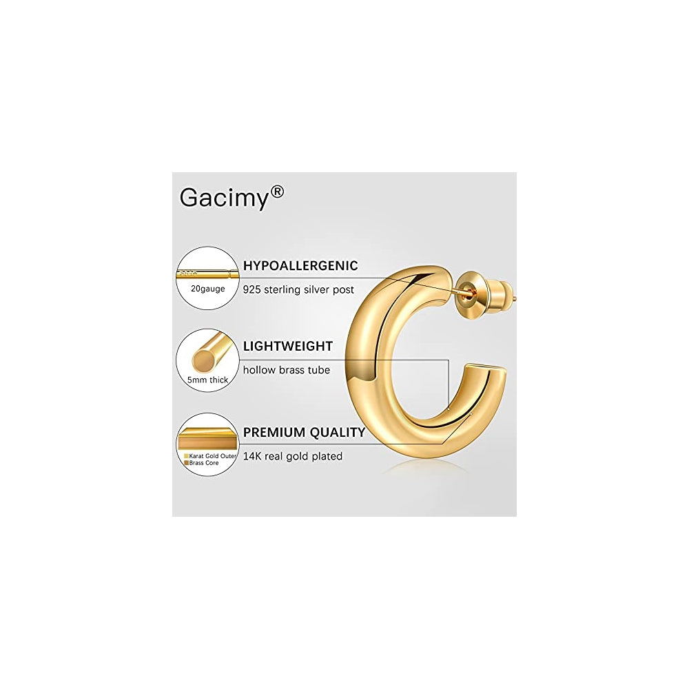 Aretes de aro de oro grueso para mujer chapados en oro