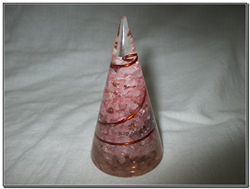 Exquisito Cuarzo Rosa Antena Orgone Cono Chakra Cristal