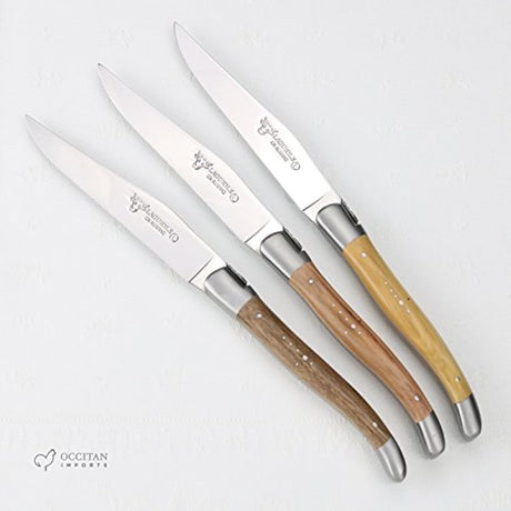 Cuchillos de carne, Mixed Francés Woods asas, Conjunto de 4
