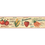 Cenefa de papel pintado con diseño de frutas y verduras