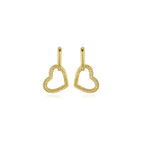 Aretes de aro de corazón chapados en oro de 14 quilates