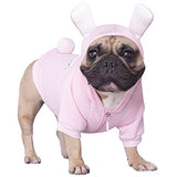 iChoue - Disfraz de conejito para perro, para el día de Halloween, otoño, suéter lindo y divertido para clima frío, abrigos de invierno, sudaderas con capucha, ropa pequeña y mediana para cachorros Bulldog francés, Pug, Pitbull y Corgi, talla L Plus