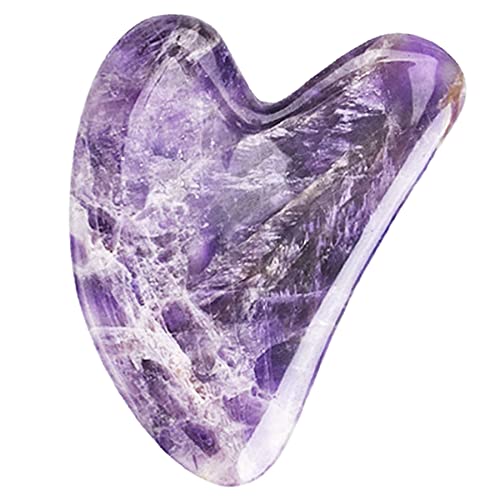 Gua Sha - Herramienta de masaje, tablero de guasha de amatista para cara y cuerpo, piedra de jade natural Gua Sha, masajeador facial para terapia de acupuntura tradicional, herramientas diarias antienvejecimiento para la salud y el cuidado de la piel