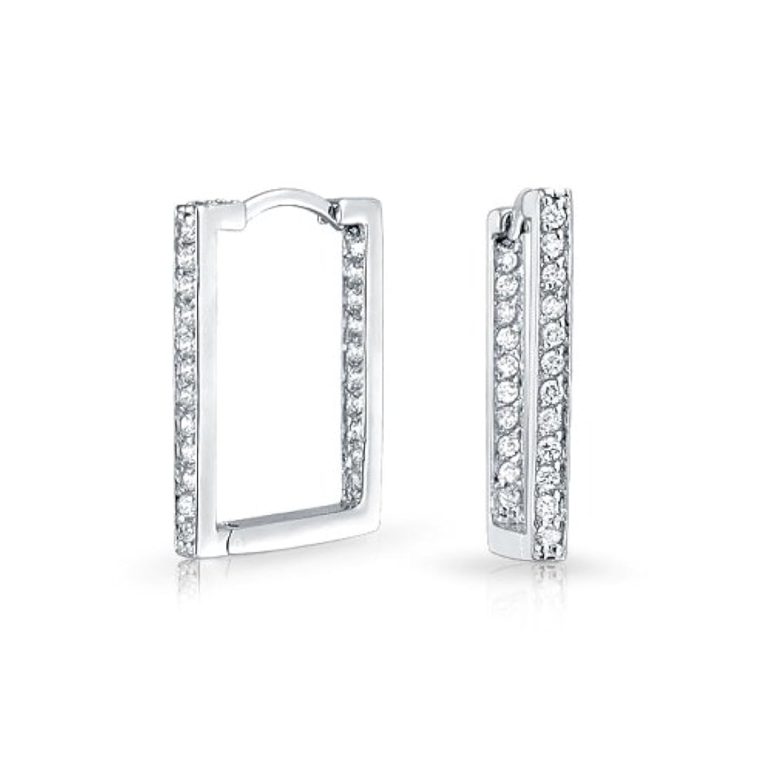 Bling Jewelry - Inside Out CZ Plata Rectángulo Aro