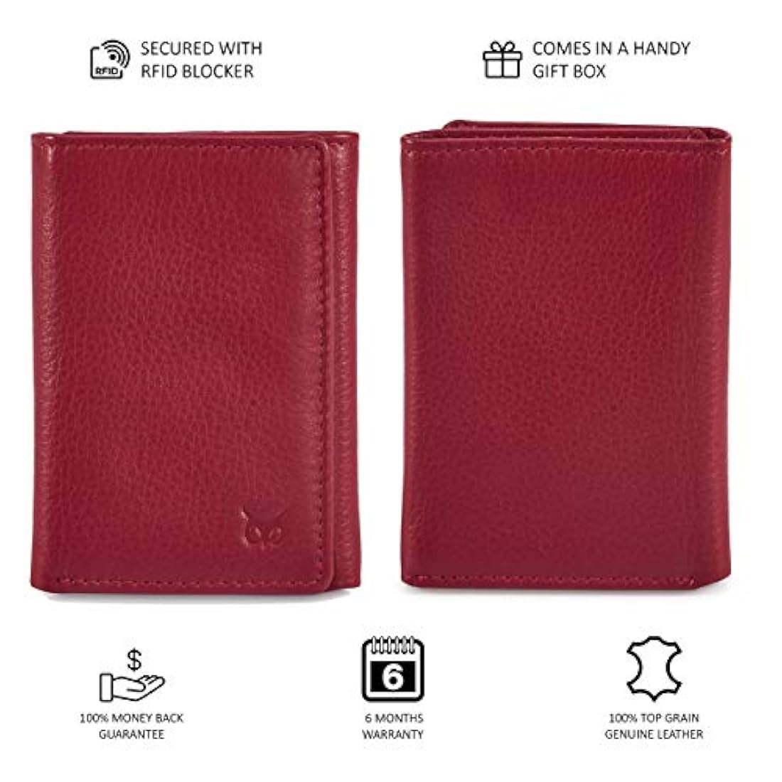 WISE OWL - Cartera de piel para hombre con identificación