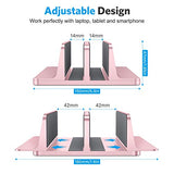 OMOTON - Soporte vertical para portátil, soporte de escritorio doble con base ajustable (hasta 17.3 pulgadas), se adapta a todos los MacBook/Surface/Samsung/HP/Dell/Chrome Book (oro rosa)