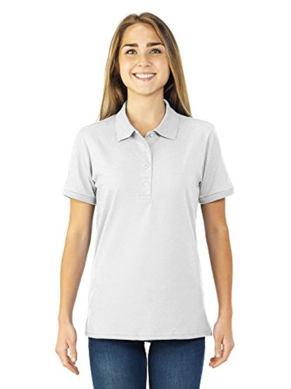 Camisa polo de manga corta para mujer color blanco. Jerzees