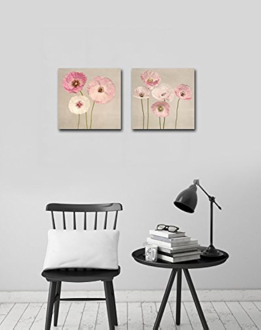 Lienzo mural de pintura artística moderna con flores rosadas